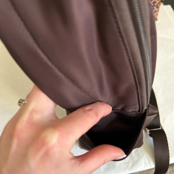 Tory Burch Ella Nylon Backpack Tempranillo Silver Wine Burgundy - Picture 6 of 13